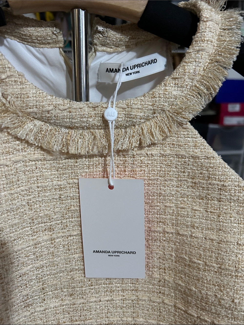 Amanda Uprichard Cream Tweed Halter Mini Dress - Picture 2 of 4